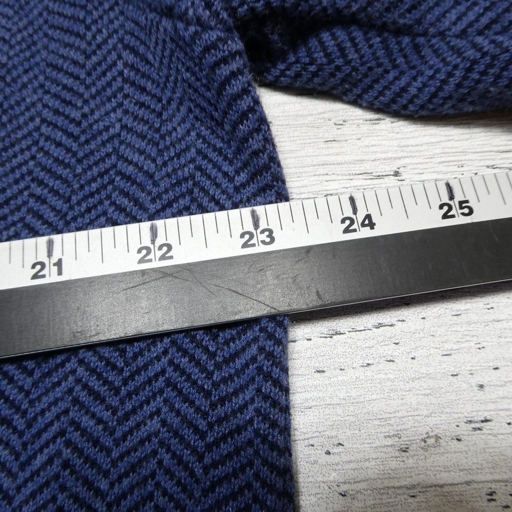 J McLaughlin Sweater Mens L Blue Herringbone 1/4 Zip Mock Neck Knit Pullover - Picture 5 of 7